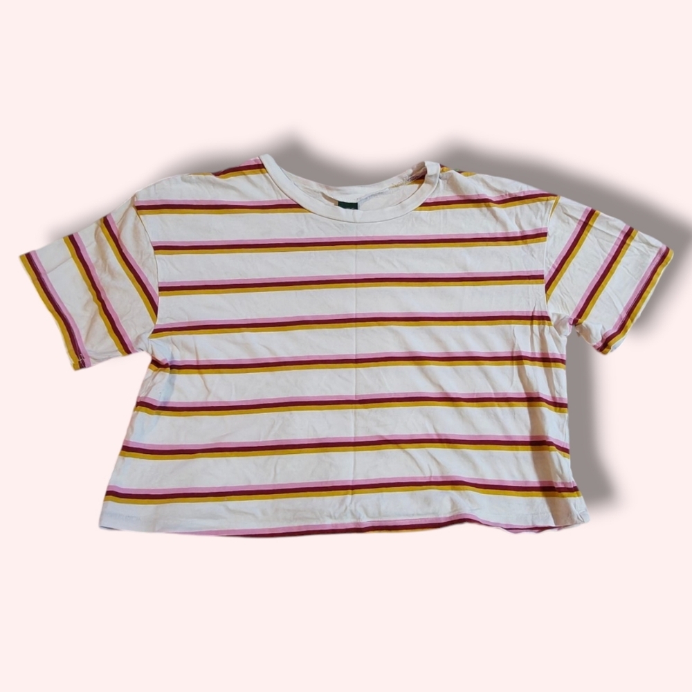 Wild Fable White Striped Crop Top